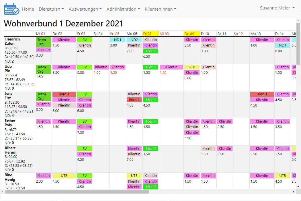 Dienstplan - Bowser oder PDF